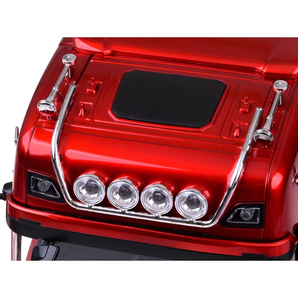 HUINA RC Súprava Kamión Scania 770 S V8 so svetlom a zvukom + rc plošinový príves, červený
