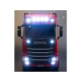 HUINA RC Súprava Kamión Scania 770 S V8 so svetlom a zvukom + rc plošinový príves, červený