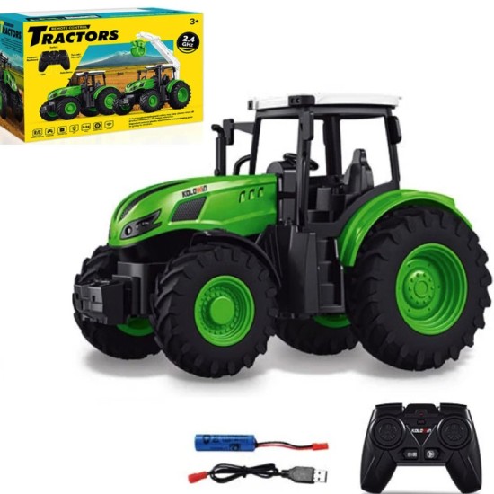 JOKO RC Traktor na diaľkové ovládanie so svetlom 1:24, zelený