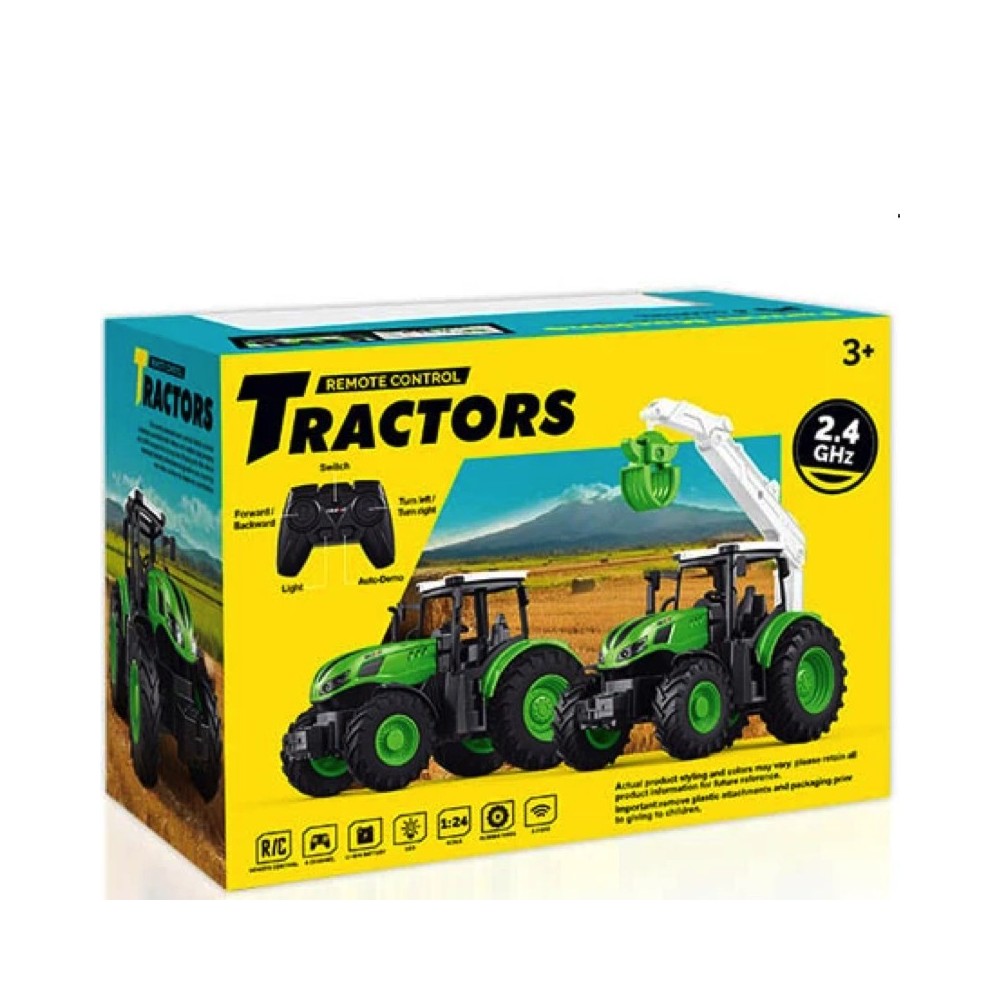JOKO RC Traktor na diaľkové ovládanie so svetlom 1:24, zelený