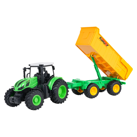 JOKO RC Traktor s vyklápacou vlečkou 1:24, na diaľkové ovládanie, zelený