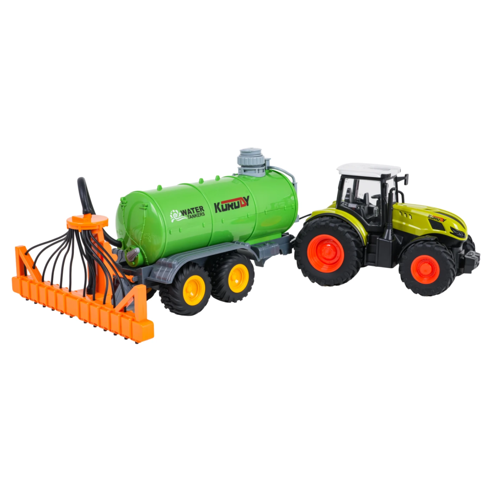 JOKO RC Traktor s cisternou a postrekovačom, LED svetlo, na diaľkové ovládanie 1:24, zelený