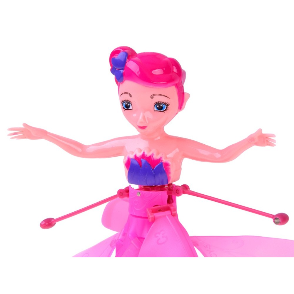 JOKO Flying Fairy Lietajúca Víla s Krídlami ovládaná Rukou so svetlom, usb nabíjací kábel, ružová