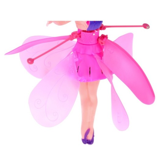 JOKO Flying Fairy Lietajúca Víla s Krídlami ovládaná Rukou so svetlom, usb nabíjací kábel, ružová
