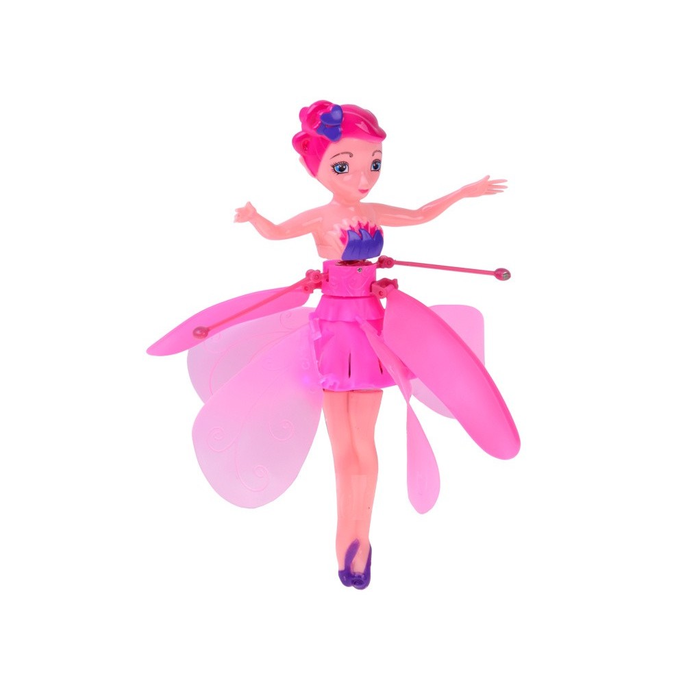 JOKO Flying Fairy Lietajúca Víla s Krídlami ovládaná Rukou so svetlom, usb nabíjací kábel, ružová