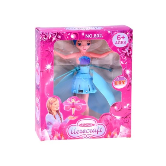 JOKO Flying Fairy Lietajúca Víla s Krídlami ovládaná Rukou so svetlom, usb nabíjací kábel, ružová