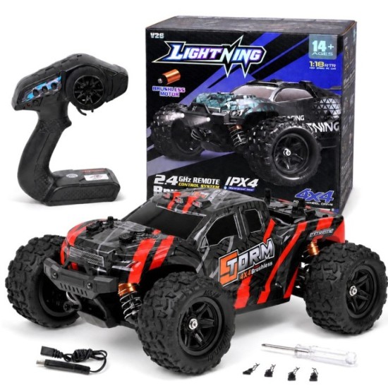 JOKO RC Auto Buggy Off-Road Ligting 4x4, bezkefový motor, na diaľkové ovládanie 1:18, čierne