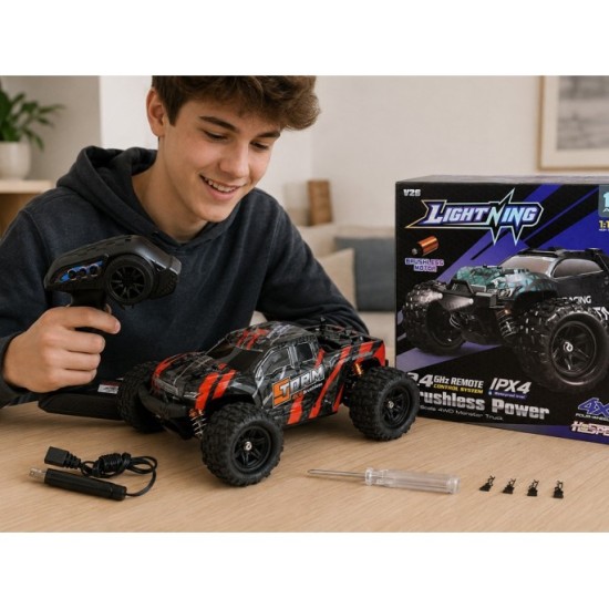 JOKO RC Auto Buggy Off-Road Ligting 4x4, bezkefový motor, na diaľkové ovládanie 1:18, čierne