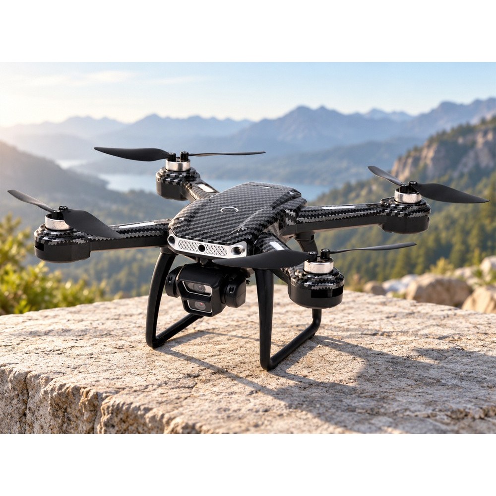 JOKO RC Dron A19P, Kvadrokoptéera s HD Kamerou, skladací, púzdro, diaľkové ovládanie s obrazovkou, Bezkartáčové 4 motory, čierny