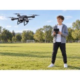 JOKO RC Dron A19P, Kvadrokoptéera s HD Kamerou, skladací, púzdro, diaľkové ovládanie s obrazovkou, Bezkartáčové 4 motory, čierny
