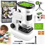 JOKO Digitálny detský mikroskop s 1000x obrazovkou, 2” LED kamerou, Funkcia Nahrávani, biely