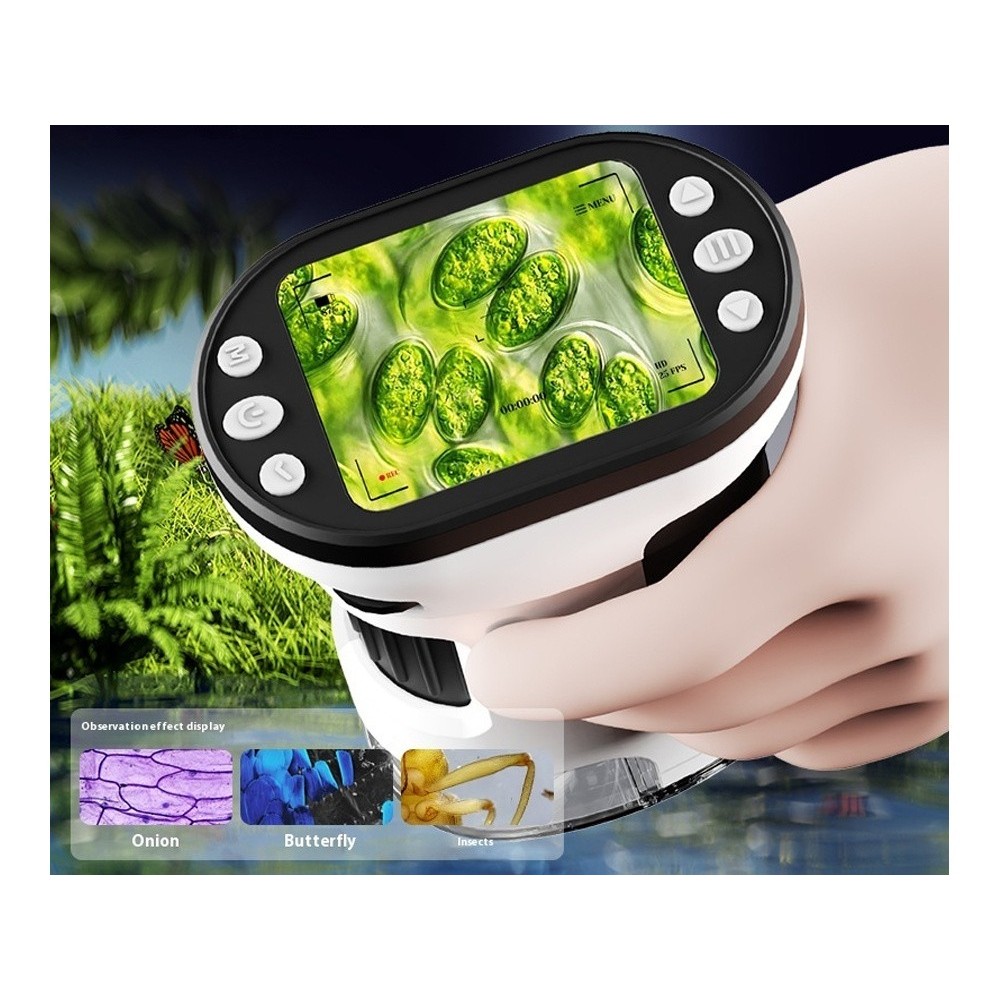 JOKO Digitálny detský mikroskop s 1000x obrazovkou, 2” LED kamerou, Funkcia Nahrávani, biely