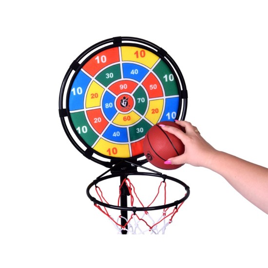 JOKO Sada Hier Basketbalový Kôš, Terč na suchý zips, Hod krúžkami do cieľa 3v1 + lopta a pumpa