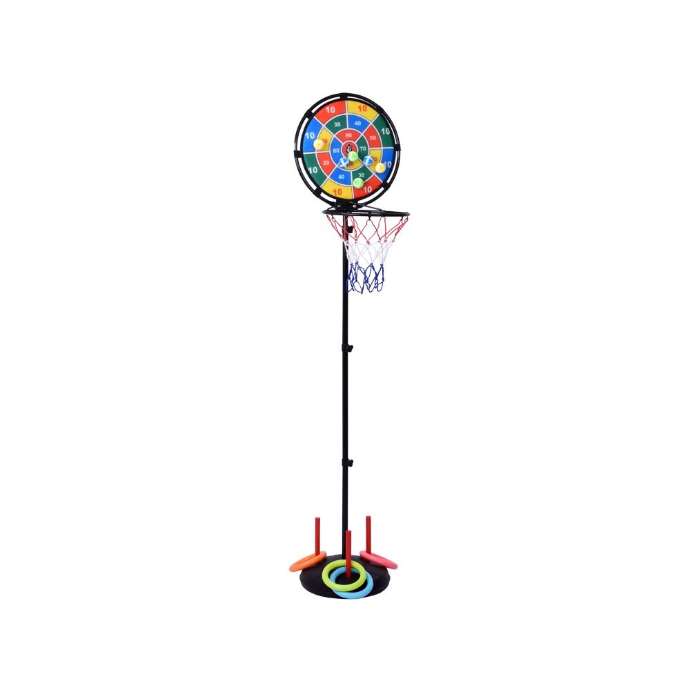JOKO Sada Hier Basketbalový Kôš, Terč na suchý zips, Hod krúžkami do cieľa 3v1 + lopta a pumpa