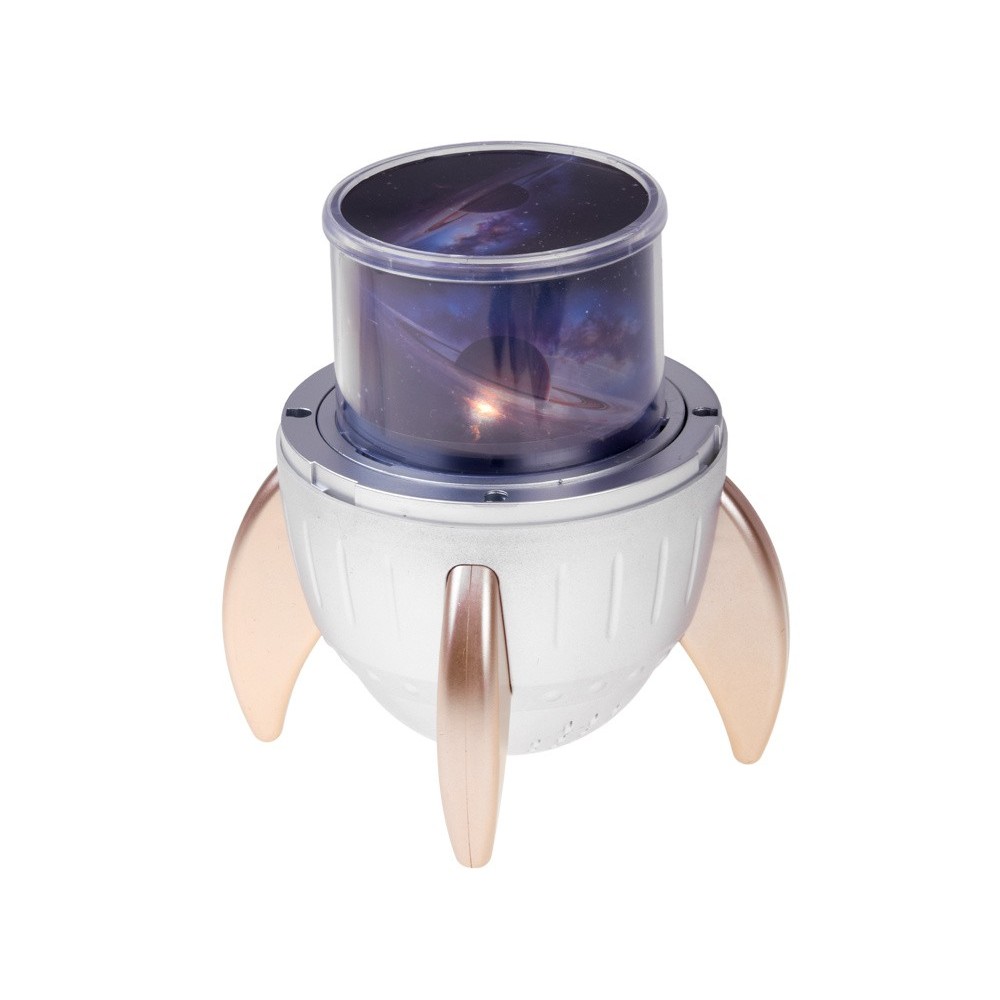 JOKO Detský Projektor Vesmírna raketa s Lampou 3v1, nočné LED svetlo, projektor Vesmír a Bluetooth reproduktor, USB nabíjačka