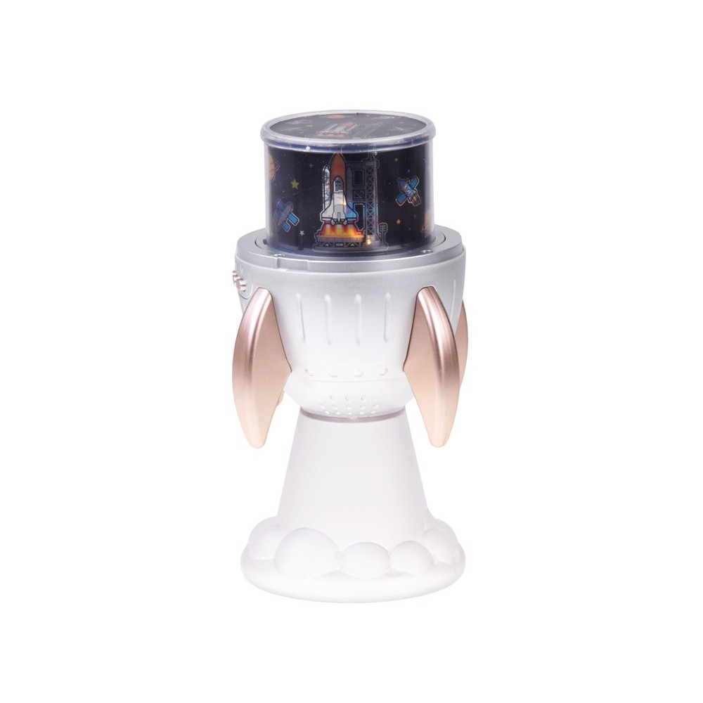 JOKO Detský Projektor Vesmírna raketa s Lampou 3v1, nočné LED svetlo, projektor Vesmír a Bluetooth reproduktor, USB nabíjačka