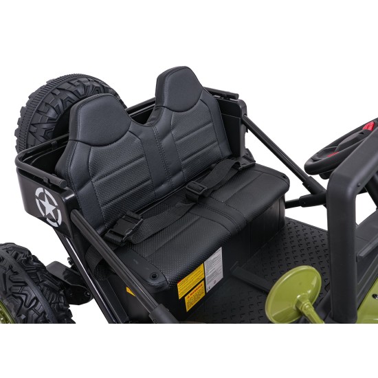 JOKO Elektrické autíčko STAR Military 4x200W, penové kolesá, Dvojmiestne kožené sedadlo, nosnosť 50kg, zelené