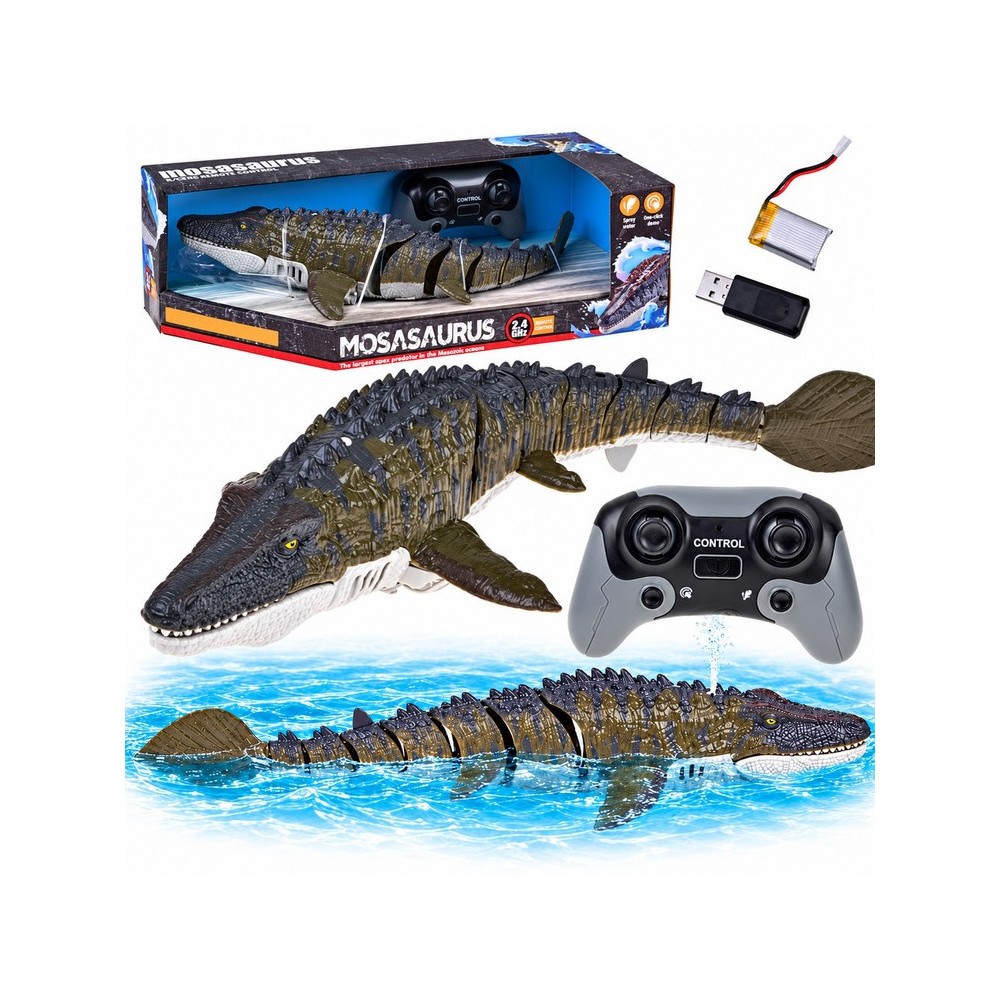 RC Dinosaurus Mosasaurus Vodný Dinosaurus 40cm na diaľkové ovládnie, pláva vo vode