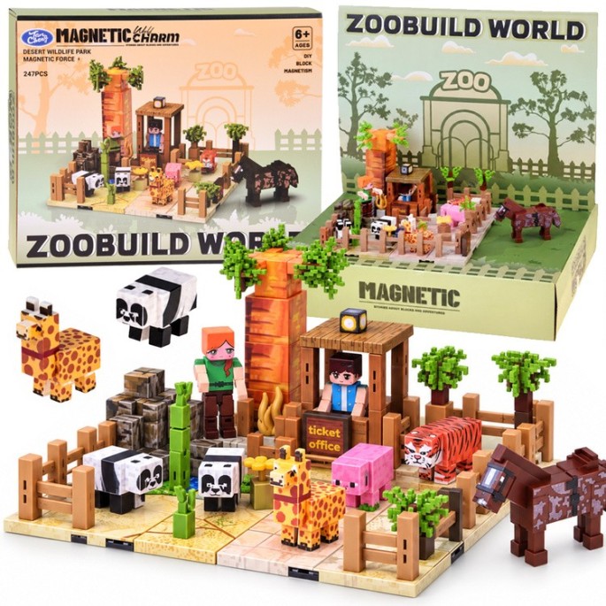 JOKO Sada Magnetické Kocky Zoo Zvieratká 247ks