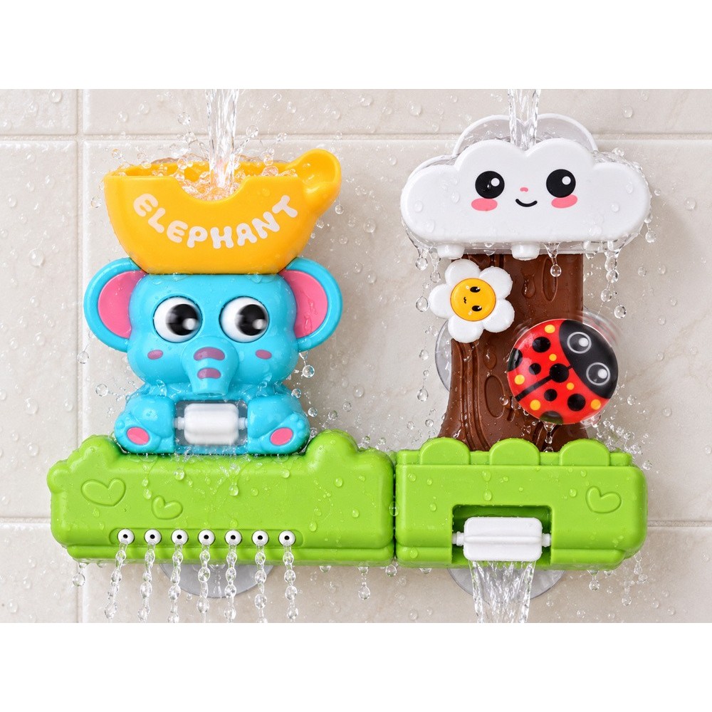 JOKO Hračka na vodu do vane, 42ks kúpeľňová vodná dráha – slon, tuleň, šmýkačka, loďky a ozubené kolieska