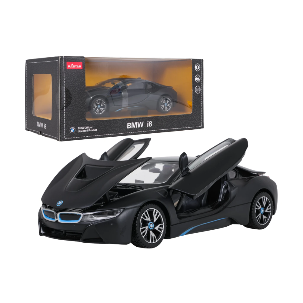 Rastar Kovový Model Auto BMW i8 1:24, otváracia kapota, otváracie dvere, čierne