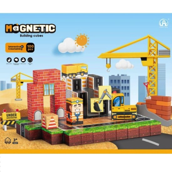 JOKO Sada Magnetické kocky 3D Stavenisko 100ks