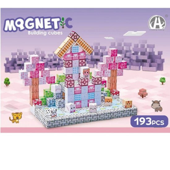 JOKO Sada Magnetická Stavebnica 3D kocky 193ks, ružová
