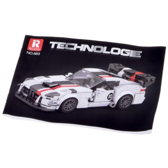 Reobrix Technická Stavebnica Auto Super sports WHITE VIPER spoiler 419ks