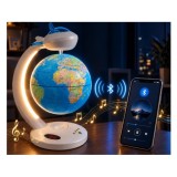 JOKO Detský Nočná LED Lampa Glóbus 4v1, Bluetooth Reproduktor, otáčanie 360°, Detský budík, nabíjačka USB