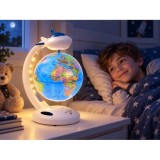JOKO Detský Nočná LED Lampa Glóbus 4v1, Bluetooth Reproduktor, otáčanie 360°, Detský budík, nabíjačka USB