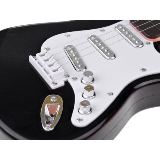 JOKO Detská Elektrická Gitara 44cm s kovovými strunami a zvukmi na batérie, čierna