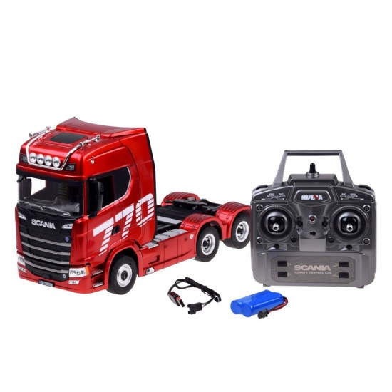 HUINA RC Kamión Scania 770 S V8 1501 na diaľkové ovládanie s Originálnou Licenciou, so svetlom a zvukom, červený