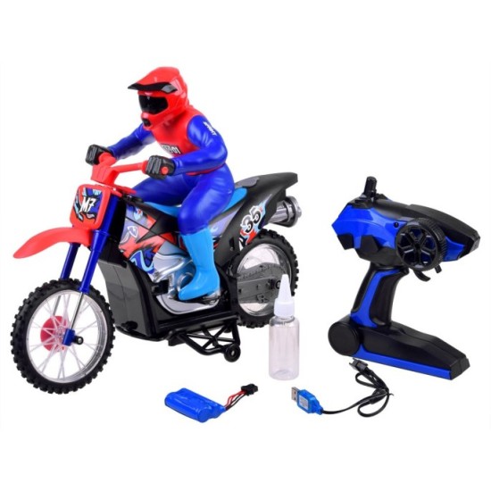 JOKO RC Veľká Motorka Cross s DYMOM na diaľkové ovládanie 35cm, so svetlom a zvukom