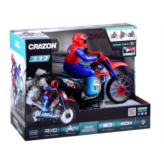 JOKO RC Veľká Motorka Cross s DYMOM na diaľkové ovládanie 35cm, so svetlom a zvukom