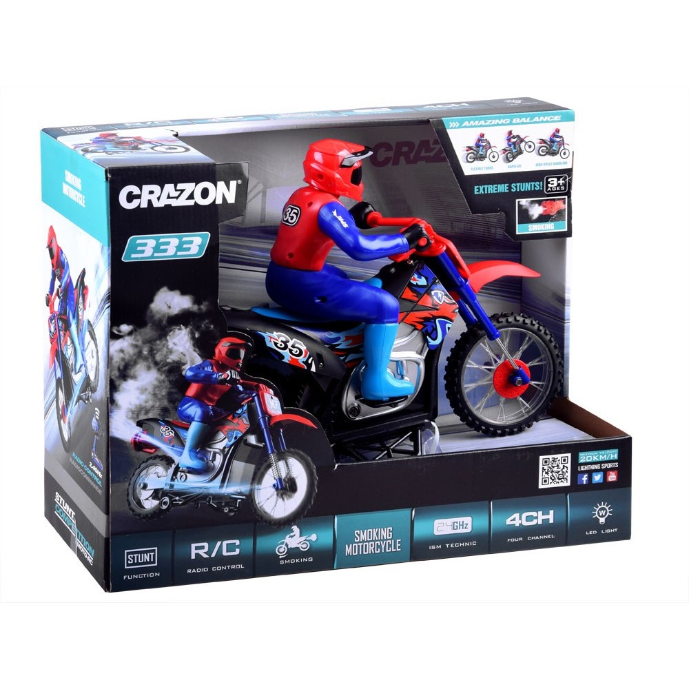 JOKO RC Veľká Motorka Cross s DYMOM na diaľkové ovládanie 35cm, so svetlom a zvukom