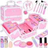 JOKO Detská Kozmetický Kufrík Make up, laky na nechty, bižutéria, ružový kufrík