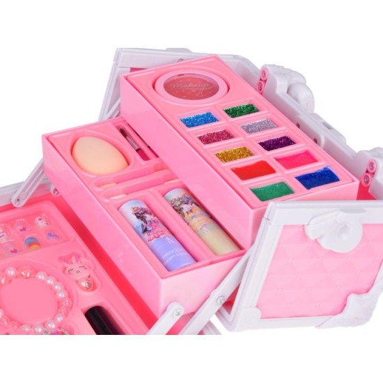 JOKO Detská Kozmetický Kufrík Make up, laky na nechty, bižutéria, ružový kufrík