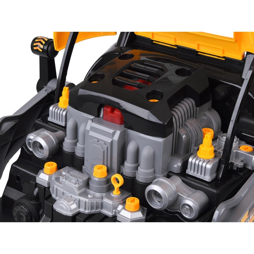 JOKO MOTOR Buldozéra Autodielňa Automechanika s volantom, Efekt Dymu, so svetlom a zvukom, žltý