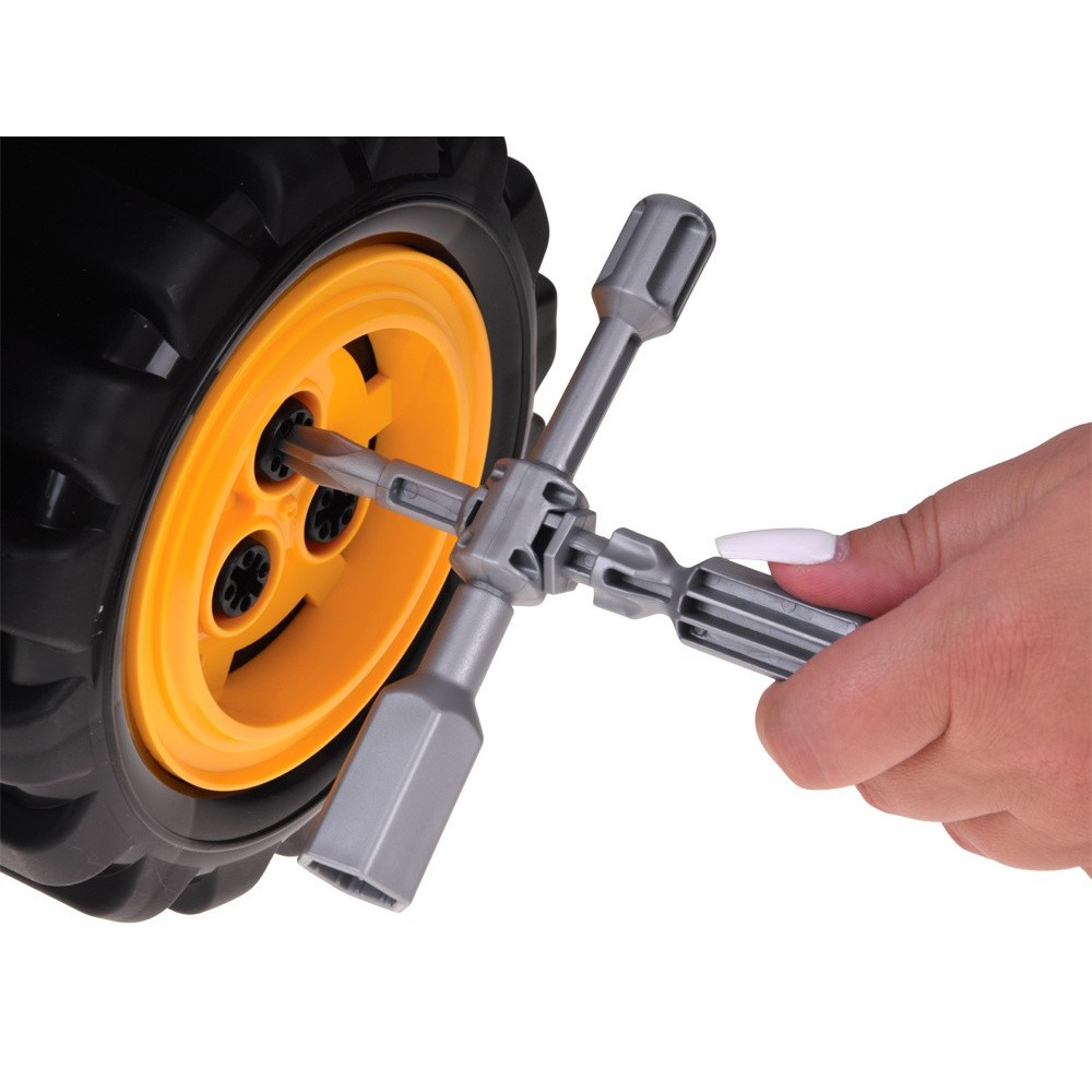 JOKO MOTOR Buldozéra Autodielňa Automechanika s volantom, Efekt Dymu, so svetlom a zvukom, žltý