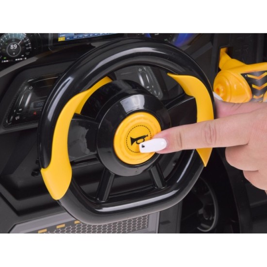 JOKO MOTOR Buldozéra Autodielňa Automechanika s volantom, Efekt Dymu, so svetlom a zvukom, žltý