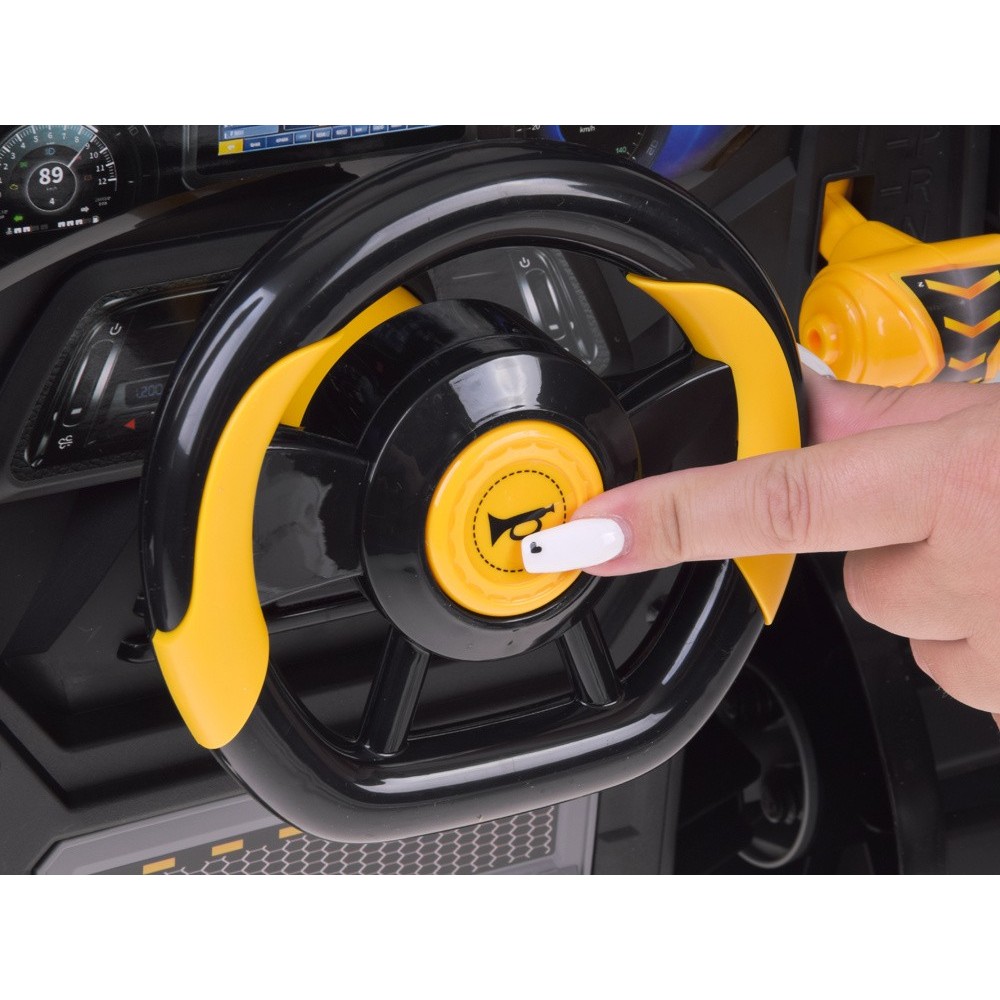 JOKO MOTOR Buldozéra Autodielňa Automechanika s volantom, Efekt Dymu, so svetlom a zvukom, žltý