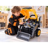 JOKO MOTOR Buldozéra Autodielňa Automechanika s volantom, Efekt Dymu, so svetlom a zvukom, žltý