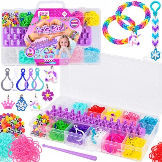 JOKO Sada Gumičky Loom Band na výrobu náramkov, náhrdelníkov 1800+ púzdro + korálky + prívesky