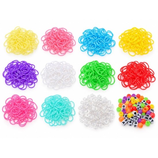 JOKO Sada Gumičky Loom Band na výrobu náramkov, náhrdelníkov 1800+ púzdro + korálky + prívesky