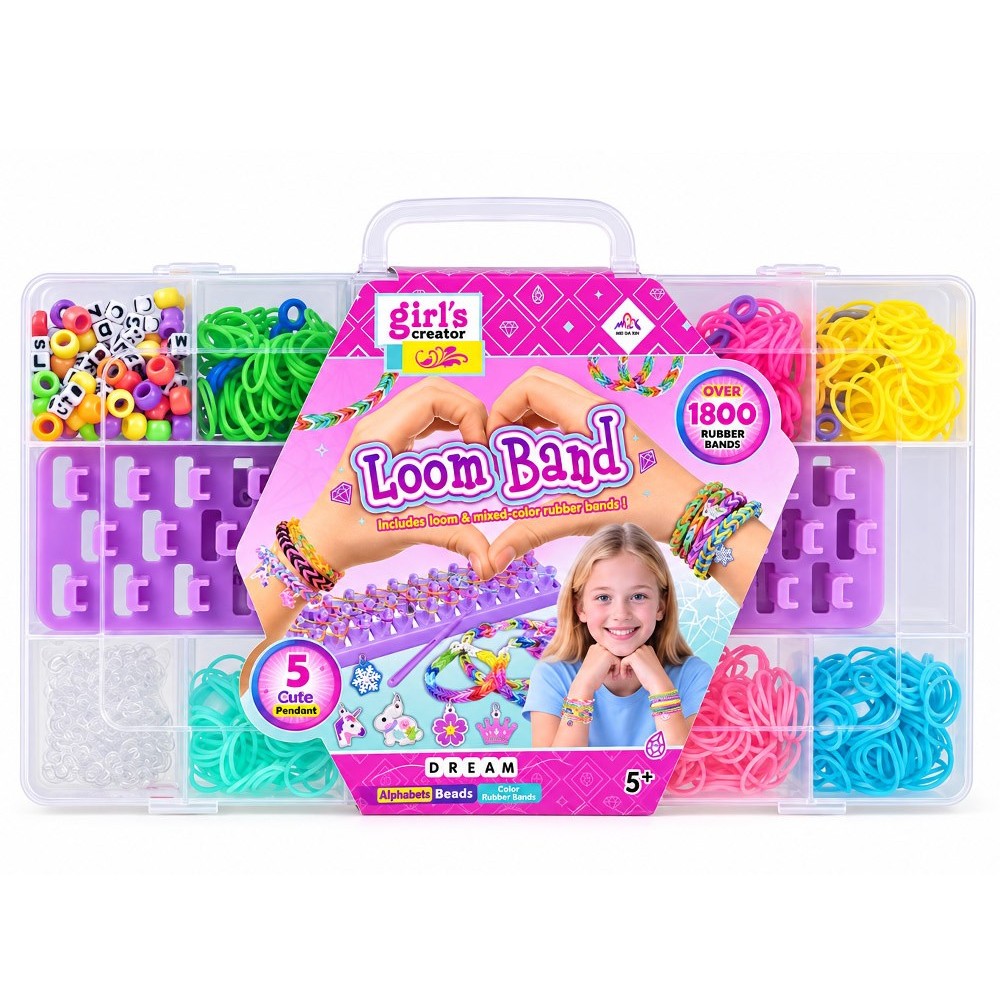 JOKO Sada Gumičky Loom Band na výrobu náramkov, náhrdelníkov 1800+ púzdro + korálky + prívesky