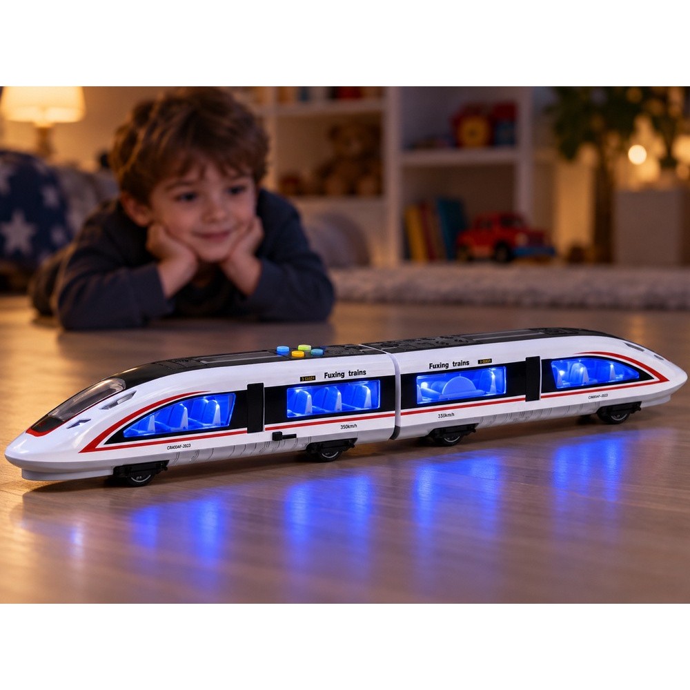 JOKO Moderný Osobný Vlak na batérie 57 cm so svetlom a zvukom, Magnetmi spojené vozne, Trecí pohon