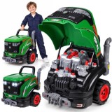 JOKO MOTOR Traktora Autodielňa Automechanika s volantom, Efekt DYMU z výfuku, so svetlom a zvukom, zelený