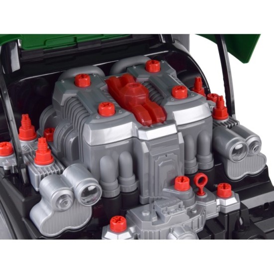JOKO MOTOR Traktora Autodielňa Automechanika s volantom, Efekt DYMU z výfuku, so svetlom a zvukom, zelený