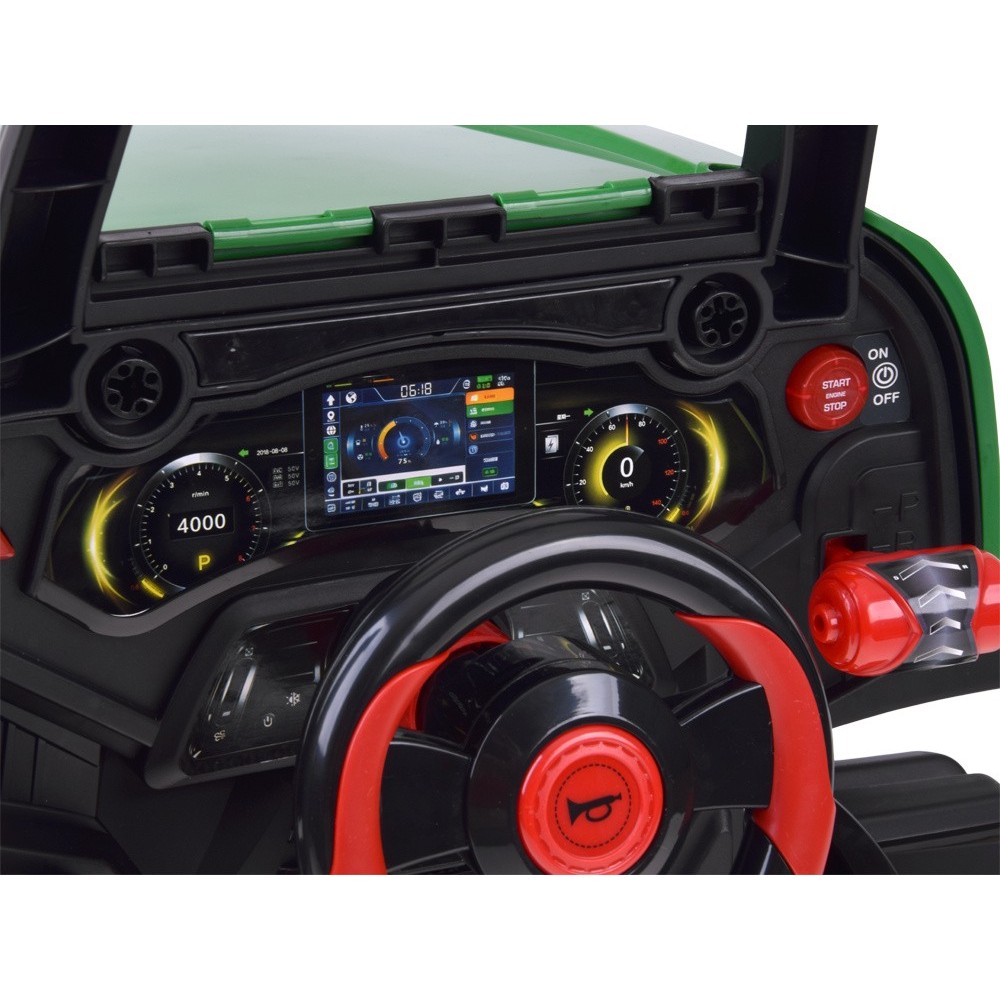JOKO MOTOR Traktora Autodielňa Automechanika s volantom, Efekt DYMU z výfuku, so svetlom a zvukom, zelený