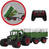 JOKO RC Traktor s Elektricky Vyklápacou vlečkou, svetlom a zvukom, na diaľkové ovládanie, zelený